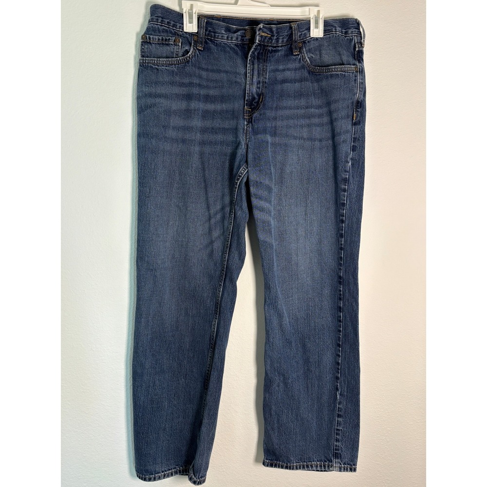 Gap Mens Blue Denim Straight Leg Jeans Medium Wash 36x30 Cotton Casual Pants‎